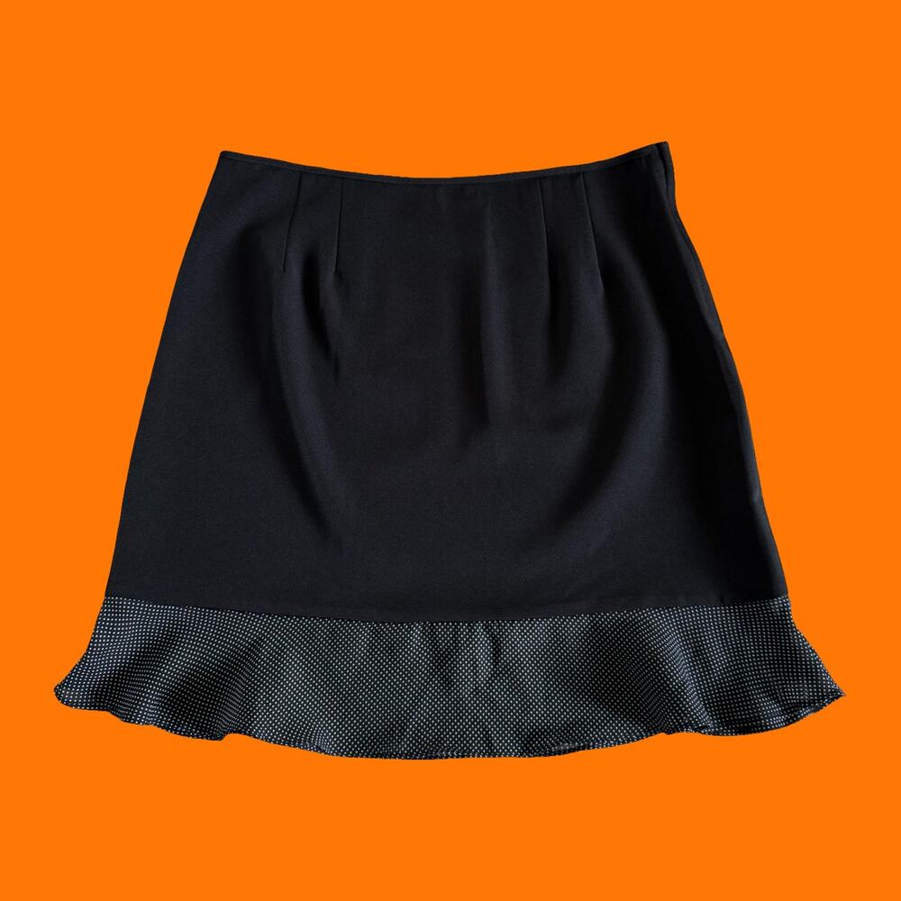 00's vintage black polka dot chiffon trim y2k skirt Size 11/12 Helene Blake